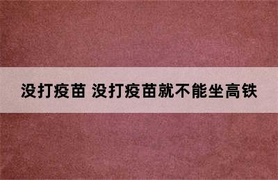 没打疫苗 没打疫苗就不能坐高铁